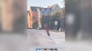 Cyclist Holding Up Traffic Receives Instant Karma