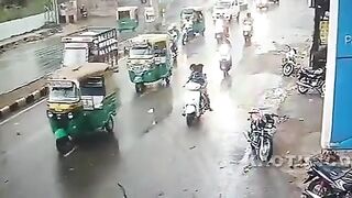 Tree Falls On Scooter Riders In India