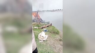 Mourner Jumps into His Friend's Funeral Pyre