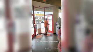 Fight at Gas Station Leads to Destruction of Floor Mop Sign