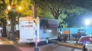 U-Haul Truck Driver Tries and Fails to Break Through Barricade