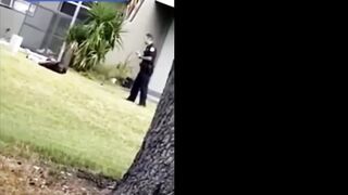 Cop Detains A Suspect, Suddenly Fellow Officer Runs in and Soccer Punts the Handcuffed Man's Face