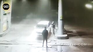 Two idiots decide to play with fire at the gas station