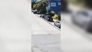 Skateboarder crashes into a Prius after going downhill at full speed in San Francisco