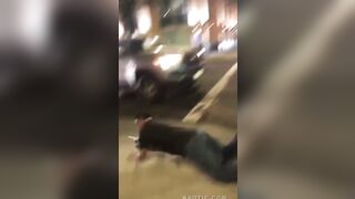 Drunk Happy Man Gets Leg Ran Over