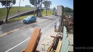 Taipei Biker Sends it Into Truck Bed