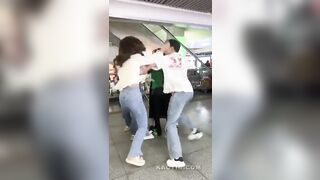 Asians Fight, Guy Hits Girl with Chair