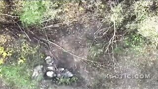 Drone bomb drop on group of invaders
