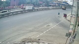 Man Tries to Stop Truck Unsuccessfully