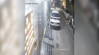 Indian woman crashes into a scooter.