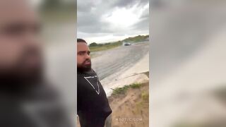Selfie Man Gets Owned by Drifting Car