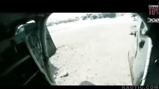 HTS militant get hit with shrapnel and his throat is cut(repost)