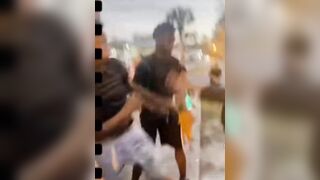 Guy drops man and his father after his cousin got jumped