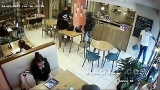 people are mugged in a cafe shop