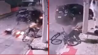 18-year-old is brutally ejected off his motorcycle into street post by drunk driver - Guarapari, Brazil