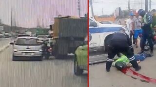 Motorcyclist scuffs truck then gets his head crushed after judgment error - Colombia