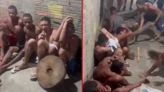 Group of mobile phone thieves get clubbed with wooden posts inside favela - Brazil