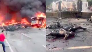 Explosion on highway leaves 8 people charred to death and 14 injured - Miranda, Venezuela