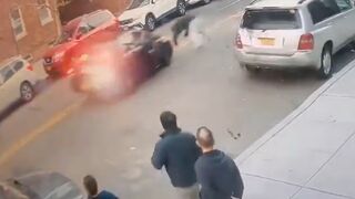 Scooter rider crashes into parked car then run over during police chase - New York