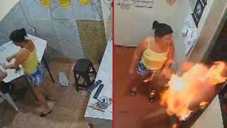 Woman sets her drunk husband on fire - Jardim America, Brazil