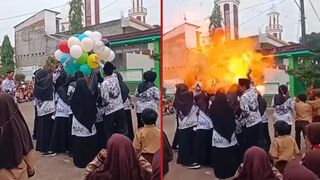 Balloon launch doesn't go as planned - Indonesia