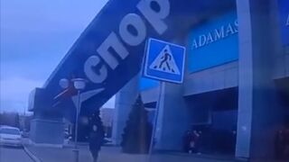 Woman was flattened by falling sign in Russia