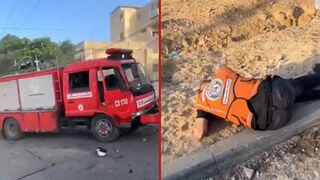 Palestinian civil defence workers had their firetruck ambushed by IDF