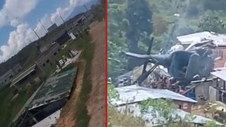 Military Helicopter malfunctions then drops on a House in Colombia