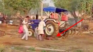 Young man was run over and killed with a tractor over land dispute - Rajasthan, India