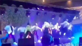 Stage collapsed on top of some dancers in a shopping center in Colombia
