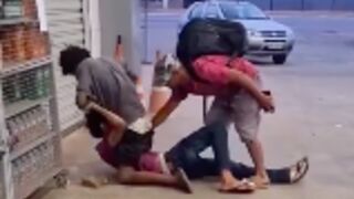 Homeless man killed after getting his head bashed with a rock and slammed against the ground in Trindade, Brazil