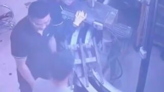 Female mechanic gets her arm broken in work machinery in China