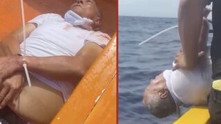 Tied up man was taken far out in a boat then tossed overboard into the south pacific ocean alive