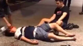 Drunk man starts glitching after falling from 2nd floor apartment in China