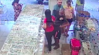 Man is quickly beat up after a sexual assault inside Brazilian store