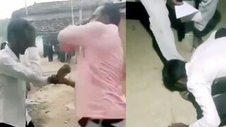 Worker is beaten by his boss before making him kiss his shoe in India