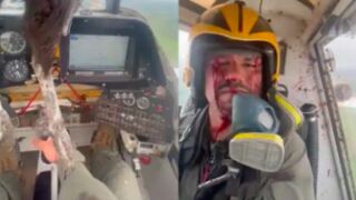 Bird collides and penetrates with helicopter windshield in Ecuador