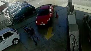 Gas station worker is eliminated by car that crashed into another and lost control