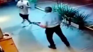 Man was blasted in the head with a rubber round from a shotgun by a security officer for trying to access gambling hall