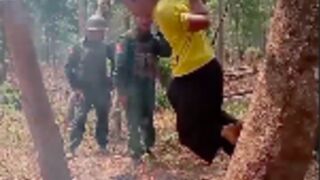 Northern Shan State soldiers torture villagers by "grilling" them over fire in order to get them to hand over information, Myanmar