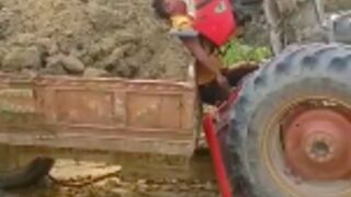 Man left crushed after tractor accident in India