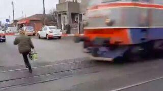 Woman is brutally hit by a Train at a crossing in Romania