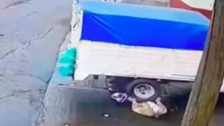 Old lady is crushed by small truck and survives