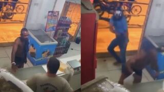 Newly released cctv video shows man blasted in the back with a shotgun inside a bakery