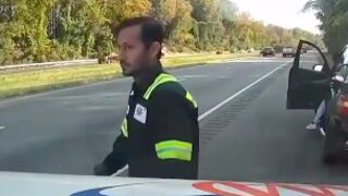 Police officer is brutally hit after making a traffic stop