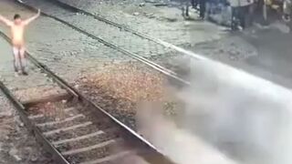 Man gets wiped out by a Train in India