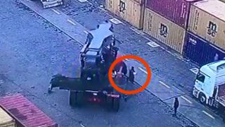 Worker gets crushed by a container handler in Iraq