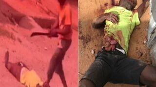 Man killed with intestines hanging out after getting into a fight with a man armed with a machete