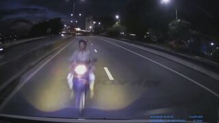 Scooter rider instantly killed after a head on collision with a truck in Vietnam