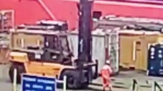 Worker wearing bright orange is crushed to death by oblivious Forklift operator in Brazil